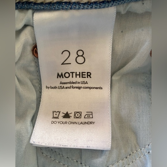 MOTHER Straight Leg Jeans in Medium Blue with Frayed Hem - Picture 5 of 5